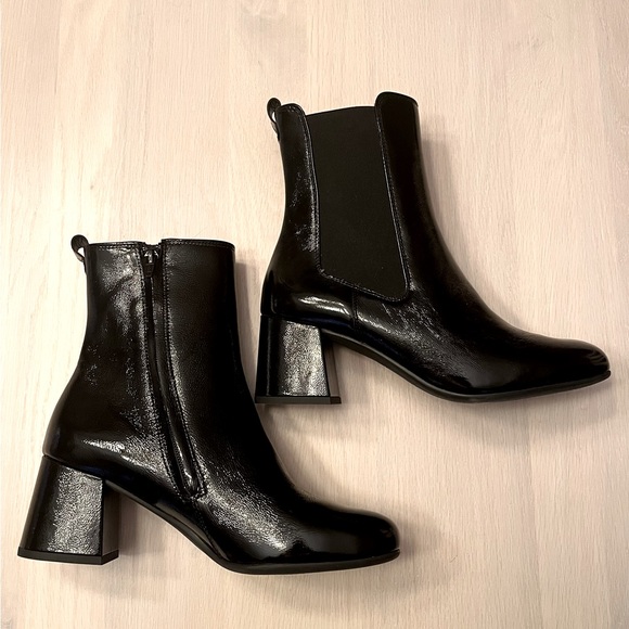 NEW paul green black crinkled patent leather ankle boots - Picture 5 of 8